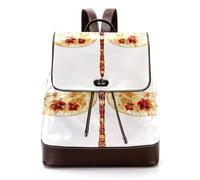 Gold Dragonfly Decorated with Japanese Cherry PU Leather Backpack Purse for Adult, Fashion Unisex College Students Satchel Schoolbag