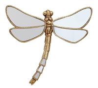 Gold Dragonfly Mirror Wall Decor - Gold, Handmade Dragonflys Wall Decor, Creative Butterfly Mirror Glass WallDecor, Perfect for Victorian and European Themed Homes (X Dragonfly, Small)