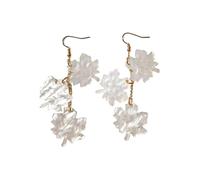 Gold Ear Cuff Halloween Decorations Acrylic Fall Leaf Earrings For Women Autumn Lightweight Colorful Statement Jewelry Shimmery Trendy For Her Handmade By The Painted (Maple Leaf) (White, One Size)
