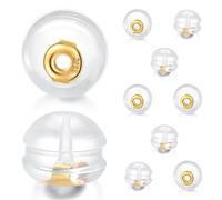 Gold Earring Backs, ALEXCRAFT 20Pcs 14k Real Goldplated Clear Silicone Earring Backs, 925 Sterling Silver Soft Comfortable Backs for Studs Earrings Replacement Safety Backs for Women