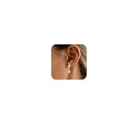 Gold Earrings for Women,14k Gold Plated Pearl Drop Earring Dainty Gold Bridal Prom Earrings Small Cute Stud Earring Wedding Dangle Earrings for Women Trendy Prom Bride Jewelry Gifts, Brass, No