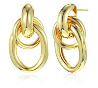 Gold Earrings for Women Chunky Gold Statement Earrings Geometric Knot Earring Long Link Dangle Earring Dainty Vintage Twist Jewelry Birthday Mother Valentine's Day Festival Gifts Trendy