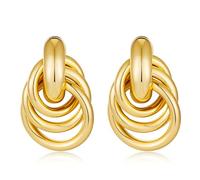 Gold Earrings for Women Chunky Knot Shape Light Weight Hollow Geometric Design