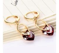 Gold Earrings For Women Dangle, 14K Yellow Gold Dangle Earrings for Women with Heart Shape Red Lab Created Ruby and Moissanite