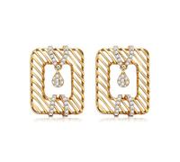 Gold Earrings for Women, Geometric Square Statement Stud Earrings with Cubic Zirconia, Fashion Gold Jewelry Earrings for Women, Elegant Gift for Party Wedding (XP-GOLD-03)