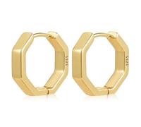 Gold Earrings for Women, Small Chunky Hoop Earrings Hypoallergenic Small Thick Huggie Hoop Geometric Hoops Earring Minimalist Silver Octagonal Hoops for Women Girls