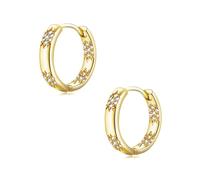 Gold Earrings for Women, Yellow Gold Hoops | Hypoallergenic Small Cubic Zirconia Huggie Earrings Dainty Sleeper Jewellery Christmas Birthday Gifts