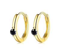 Gold Earrings Hoops, Sterling Silver Earrings Unique with Black Cubic Zirconia Suitable for Wedding Anniversary Holiday