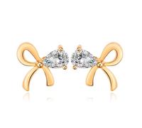 Gold Earrings Jewelry for Women, Summer Earrings Stud Bowknot with Pear Shape Cubic Zirconia