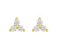 Gold Earrings Studs, Women Triangle with Round Moissanite Earrings14K Gold