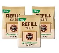 Gold Eco Friendly Refill Bags 3 x 450g, 1350g. Freeze Dried GB Coffee makes Approx 750 Cups.