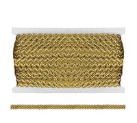 Gold Edge Woven Braid Trim Lace Embroidery Handmade Sewing S Wave Braid Crafts Decorative Gold Trim for Curtain Slipcover DIY Costume Home Decoration Accessories 12m 15mm