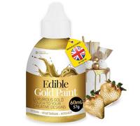 Gold Edible Paint 60 ml - Edible Gold Paint for Cake Decorating - Food Colour Liquid to Use with Sponge, Brush or Thinned with Airbrush - Vegan, Vegetarian Suitable