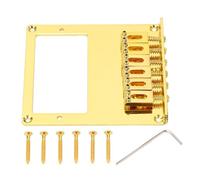Gold Electric Guitar Bridge Replacement, 6 String Square Saddle Humbucker Bridge with Dual Pickup Holes for Telecaster, Metal Bridge with Individual Saddle Adjustment