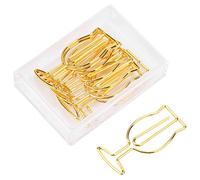 Gold Electroplating Metal Goblet Shaped Paper Clips Premium Quality Strong Clip Force Non Skid Sturdy Construction for Office School Stationery Use 10 Pieces Clear Plastic Box