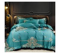 Gold Embroidered Cotton Bedding Set, Queen Size Duvet Cover, Wedding Decoration Bedding, Four Seasons Breathable Fitted Sheet, Non-fading Double-sided Solid Color Quilt Cover
