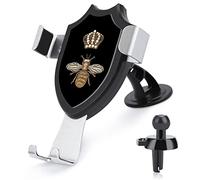 Gold Embroidery Bee and Gold Black Crown on Dark Seamless Pattern Universal Car Phone Mount, Windshield Vent Phone Mount, Durable Handsfree Stand Strong Suction Cell Phone Holder for Men Women