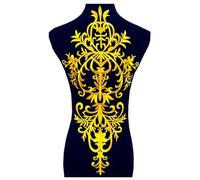Gold Embroidery Flower Cosplay Costumes Garment Patches Iron on Appliques Embroidered Garment Trims 58cm*27cm