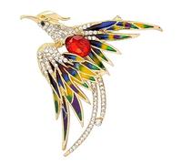 Gold Enamel Rhinestone Phoenix Brooch for Women Men Chunky Large Crystal Bird Animal Lapel Pin Cute Brooch Badge Costume Hat Bag Decoration Accessory