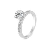 Gold Engagement Rings, Womens Wedding Band White Gold with 4 Prong Round Shape Moissanite Band Fashion Trendy Size T 1/2
