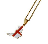 Gold England Flag Necklace Saint George's Cross St Country Map Outline English with 60cm Chain