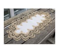 Gold European Lace and Antique Jacquard Fabric Table Runner Dresser Scarf Coffee Table Runner 14 x 27 Inch