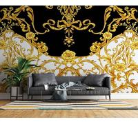 Gold European-Style Pattern Photo Wallpaper Vintage 300x210 cm Modern Non-Woven Poster 3D Print Large Wall Mural Decoration for Living Room Bedroom Dining Room Wall Art H1219