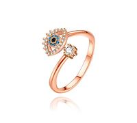 Gold Evil Eye Ring for Women 14k Real Gold Plated Silver Rose Gold Adjustable Rings Cubic Zirconia Open Ring for Teen Girls gold