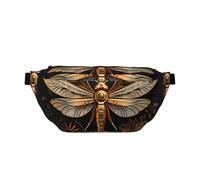 Gold Exquisite Dragonfly Crossbody Waist Bag.Large Capacity, Waterproof And Dustproof, Secure Zipper, Suitable For Travel And Outdoor Activities., Black, One Size