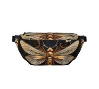 Gold Exquisite Dragonfly Crossbody Waist Bag with Multiple Pockets, Easy To carry, Suitable for Sports, Travel and Daily Use.