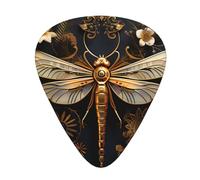 Gold Exquisite Dragonfly Printed guitar picks - three thicknesses: thin, medium and thick, suitable for electric guitar, bass and ukulele.