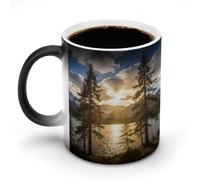 Gold Falling between The Trees Color Changing Mug Novelty Ceramic Mug Personality Coffee Cup Custom Magic Mugs Funny Morphing Mugs Heat Sensitive Color Changing Cup for Men & Women 11 Oz
