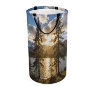 Gold Falling between The Trees Laundry Hamper 86L Waterproof Collapsible Clothes Basket with Double Handles Freestanding Foldable Laundry Basket Large Clothes Hamper for Bathroom