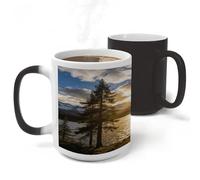 Gold Falling between The Trees Morphing Mug 11oz Fashion Discoloration Mugs Heat Sensitive Color Changing Cup Ceramic Cup Personalized Coffee Mug for Birthday Graduation,Anniversary