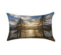 Gold Falling Between The Trees Pillowcase,Elegant Designed Home Decor,Velvet Pillowcase,Soft and Cozy,Pillow Case Cover with Hidden Zipper for Bedroom, Sofa, Couch