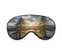 Gold Falling Between The Trees Sleep Mask Block Light Eye Sleep Shade Cover Comfortable Lightweight Sleeping Blindfold Soft Breathable Night Eye Cover Adjustable Band Eye Mask for Men Women