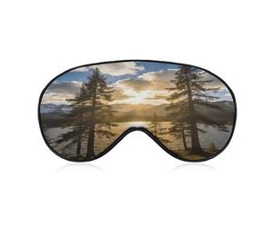 Gold Falling Between The Trees Sleep Mask Block Light Eye Sleep Shade Cover Comfortable Lightweight Sleeping Blindfold Soft Breathable Night Eye Cover Adjustable Band Eye Mask for Men Women