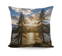 Gold Falling Between The Trees Square Pillowcases with Zipper Soft Comfortable Pillow Cases Lightweight Breathable Throw Pillow Cover for Living Room Bedroom Sofa Couch 18 X 18 Inches