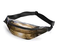 Gold Falling between The Trees Waist Bag,Durable Sling Bag with Adjustable Strap Crossbody Waist Bag,for Outdoors Workout Traveling Casual Running Hiking Cycling