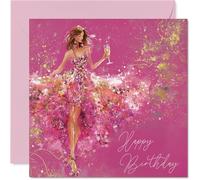 Gold Family Birthday Card - Golden Girl - Happy Birthday Card for Family from Colleague Friends, 145mm Golden Girl Bday Greeting Cards