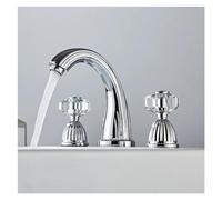 Gold Faucets Bathroom Gold Widespread Faucet Double Cystal Handle Three Hole Wash Basin Tap Hot Cold Mixer,Kitchen Sink Faucet