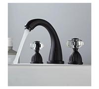 Gold Faucets Bathroom Gold Widespread Faucet Double Cystal Handle Three Hole Wash Basin Tap Hot Cold Mixer,Kitchen Sink Faucet