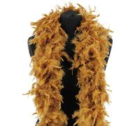 Gold Feather Boa 100g Thick Turkey Feather Scarf Shawl Fancy Dress | Gold 180cm 1.8m long, deluxe weight, feather scarf wrap, 1920s Gatsby flapper, burlesque, party boa, photo booth props