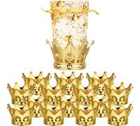 Gold Fillable Crown Goblet with Pouch for Candy Chocolate Cake Dessert Storage Decoration for Prince Princess Baby Shower Birthday Party (15 Pieces)