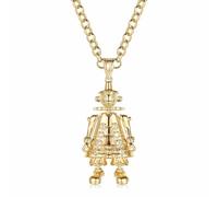 Gold-Filled & Bonded 3D Clown Pendant w/Clear Stones & 22″ 4mm Belcher Chain - Hypoallergenic, Tarnish-Resistant, Heavy-Duty Finish - Bling King London