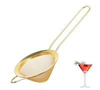 Gold Fine Mesh Stainless Steel Strainer, Food Grade Mini Tea Filter & Matcha Sifter for Loose Tea, Cocktails, Baking Icing Sugar, 20cm Kitchen Sieve, 1 Pack