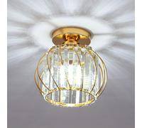 Gold Finish Crystal Glass Chandelier Ceiling Light | Modern E27 Ceiling Lamp for Hallway, Living Room, Bedroom, Kitchen