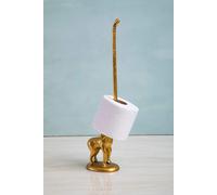 Gold Finish Elephant Toilet Roll Holder with Round Base | Fauna
