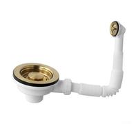 Gold Finish Kitchen Sink Baskets Strainer Wastes, Drain Sink Downcomer 114MM Gold-Plated Strainers With Round Overflow Anti Clogging