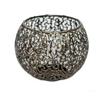 Gold Finish Metal Candle Holders Featuring Hollow Out Design That Holds Votive and Small Pillar Candles Securely for Various Occasions (Black and gold)